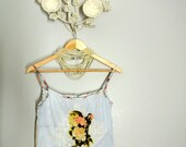 Boho shirt, french cottage chic cami, FOR JODI embellished tank top, women's romantic clothing, baby blue, true rebel clothing L