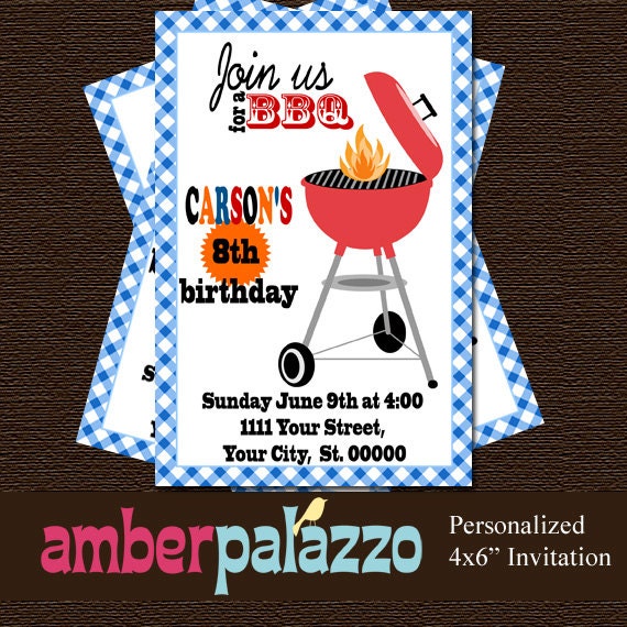 BBQ Birthday Invitation - Printable - Personalized