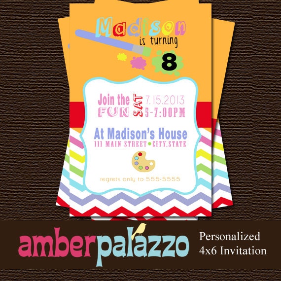 Art Birthday Party Invitation & Thank You - Printable - Personalized