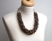 Raw Stone Statement  Necklace OOAK Earthy Brown Red Orange Baltic Amber Eco Friendly Jewelry Natural
