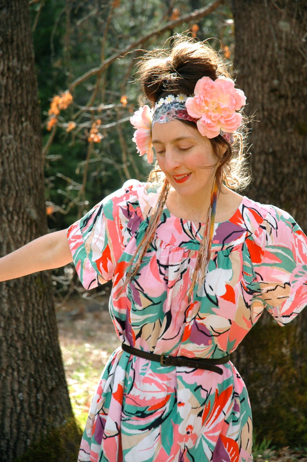 S A L E ..................Large Cotton Maxi Dress.... Pastel Print... PASTEL SUNSHINE (l/xl)