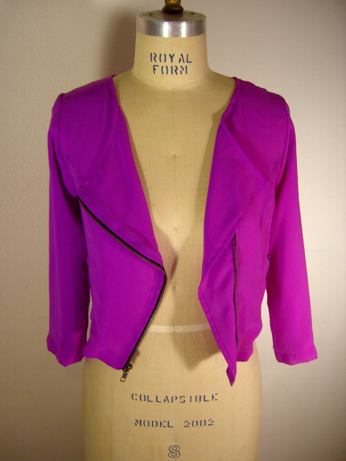 Neon purple CHIFFON BIKER moto jacket