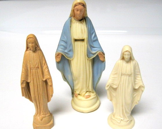 VINTAGE Collection of VIRGIN MARY Statues Lot of 3