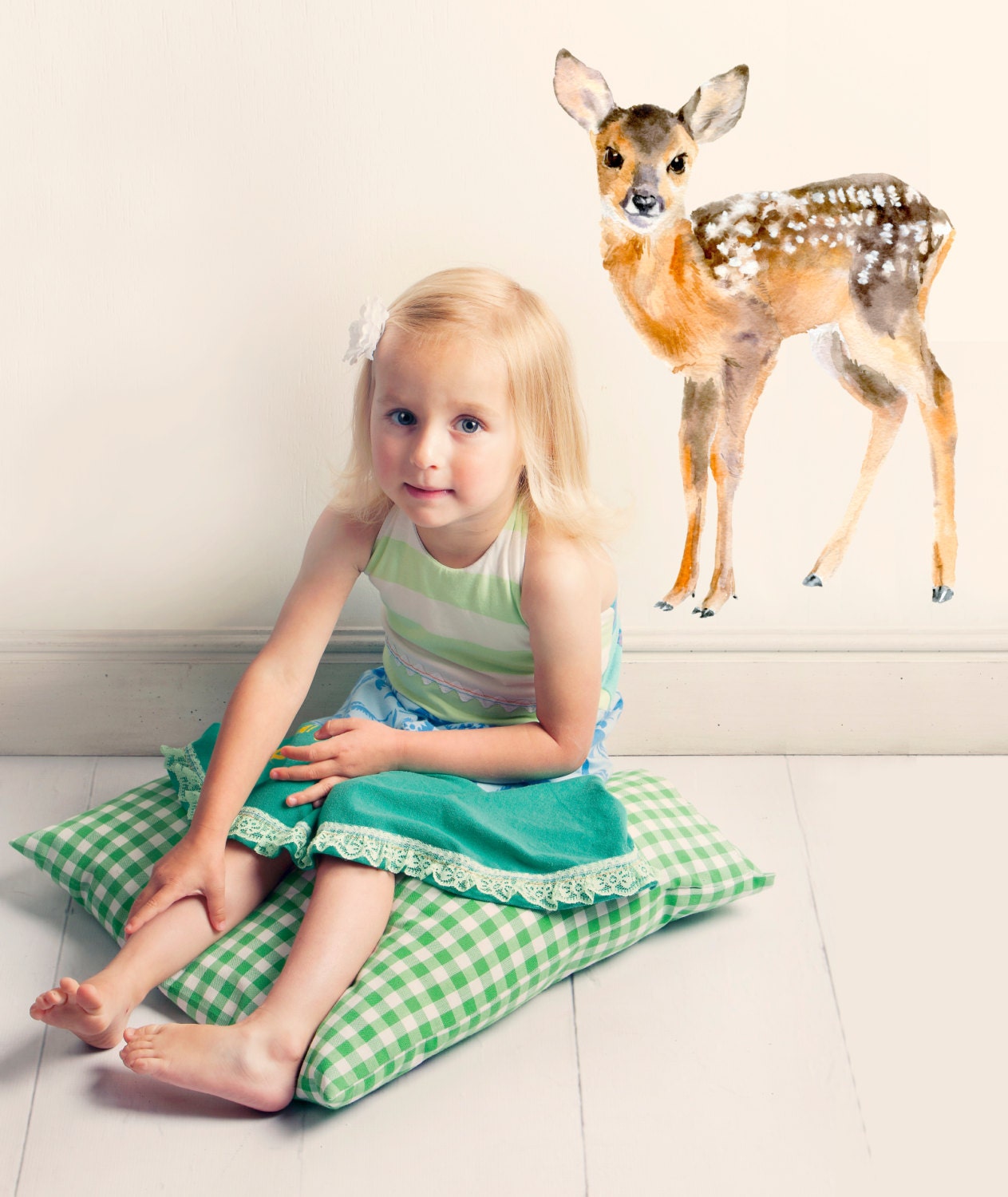 Baby Deer Wall Decal, Fabric Wall Sticker ( Not Vinyl )