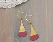 Geometric Mauve Color Dipped Brass Dangle Earrings
