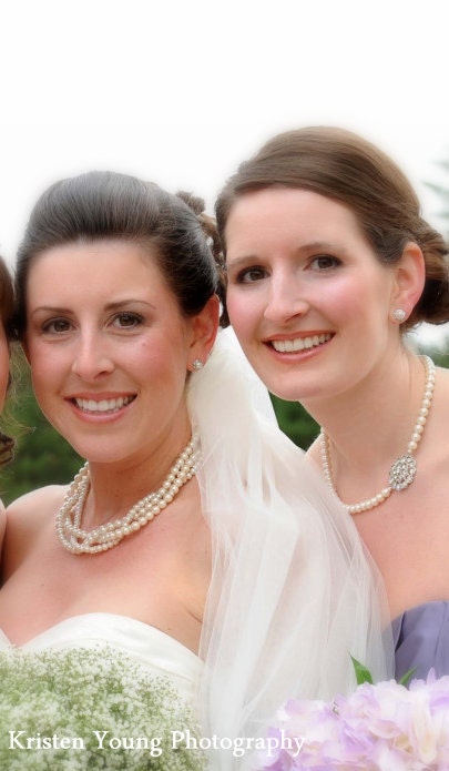 Vintage Style Twisted Pearl Necklace, 3 Strands of Cream Ivory Swarovski Pearls, Estate Style Handmade Bridal Jewelry