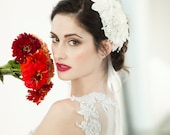 Lily Floral & Lace headpiece Available in Ivory, Style 602