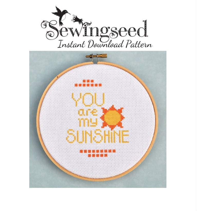 You Are My Sunshine Cross Stitch Pattern, INSTANT DOWNLOAD