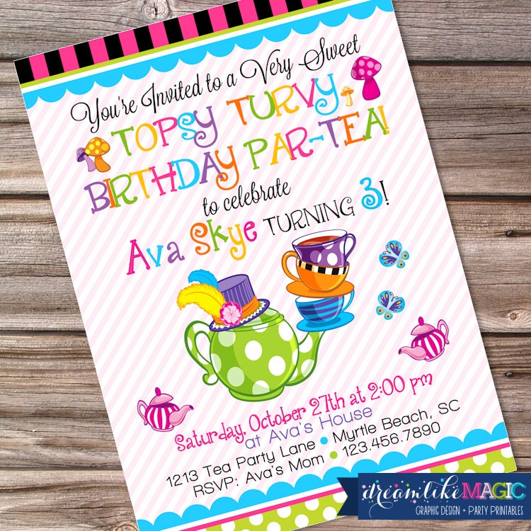 Printable Party Invitation- Topsy Turvy Par-TEA Il_570xn