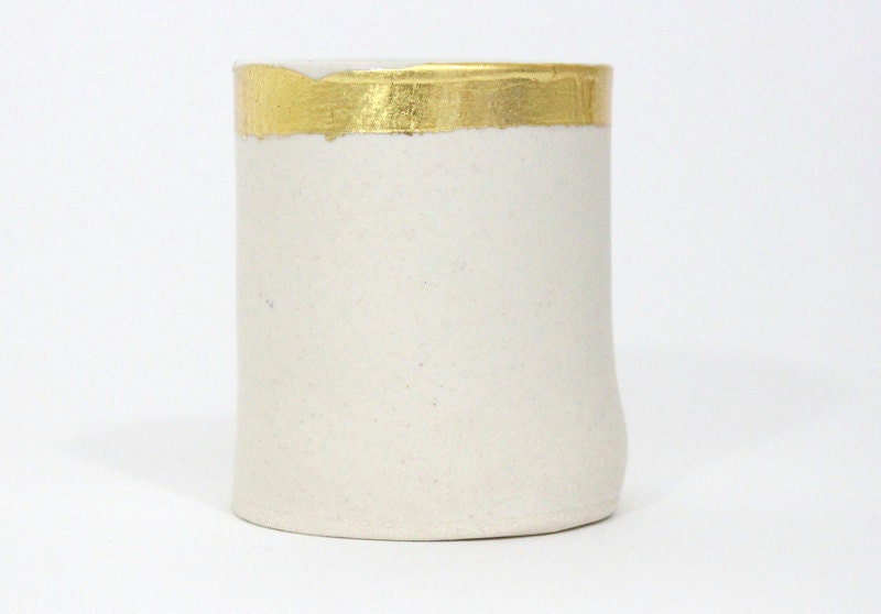 Small Gold Band Votive in Cream and Yellow Gold