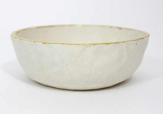 Small Gold Rim Bowl in Cream and Gold - lovedaniella
