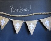 Fleur de lis pennant banner, french cottage