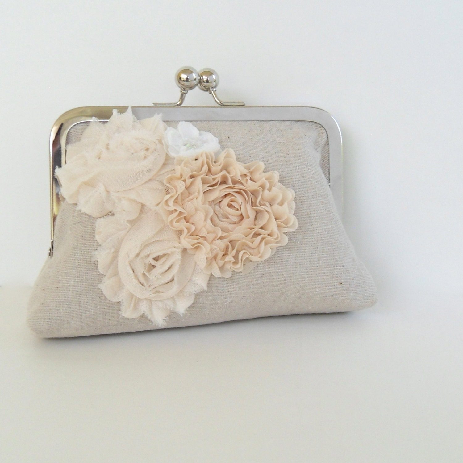 Bridesmaids gift clutch, shabby chic wedding, blush ivory wedding clutch, bridal clutch