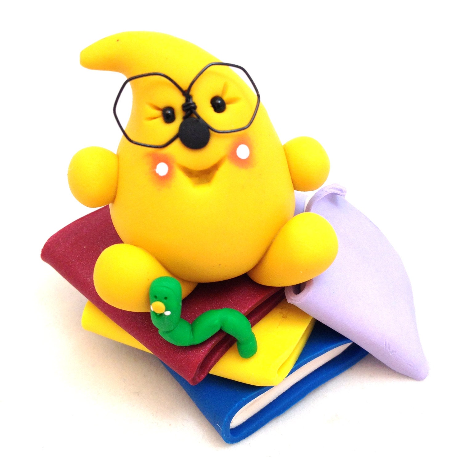 BOOKWORM PARKER Figurine - Polymer Clay Character - Limited Edition Sculpture