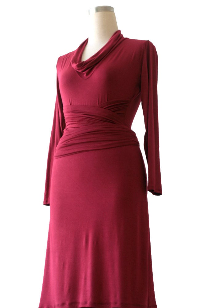Summer day dress. Day dress. Dress with cowl neck and long belt. Women day dress. Womens clothing.