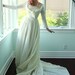 Vintage 40s Wedding Dress in Taffeta and Alencon Lace Shelf Bust Button Up Back and Long Train S