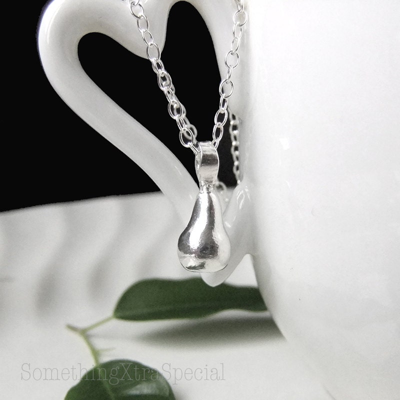 Silver Pear Pendant Necklace, One of a Pear, sisters, twins, best friends and lovers