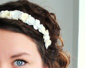 White Hydrangea Flower Crown Headband - Felt Flower Statement Hair Accessory - Ivory Bridal Flower Headband