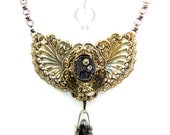 Steampunk Necklace Choker Collar Layered Brass with Watch Movement and Hand Cast Resin N0433 by Robin Delargy LooLoo's Box