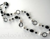 Mod Retro Gemstone Necklace Obsidian Quartz Agate Black White Sterling Silver N0161 by Robin Delargy LooLoo's Box Handcrafted Jewelry