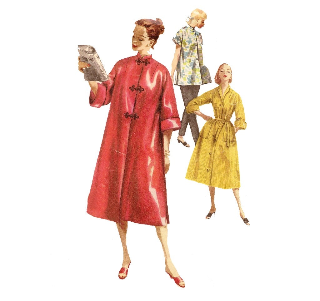 1950s Womens Robe Housecoat - Simplicity 1349 Vintage Pattern - 34 Bust