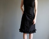 vintage 60s Black LACE WIGGLE Cocktail Party Dress (s/m)