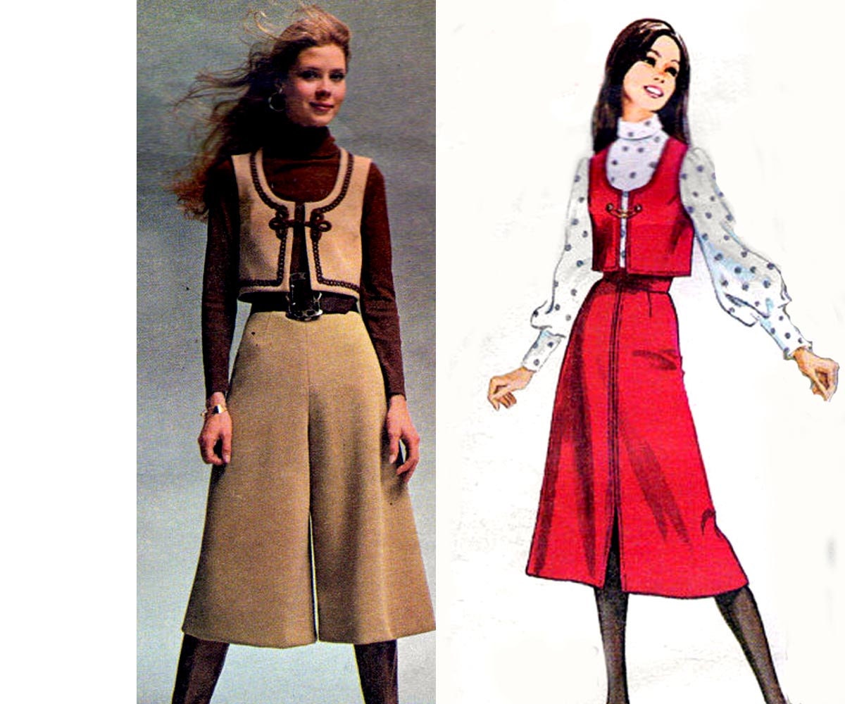 Simplicity 9102 High Waisted Culottes Vest & Skirt Vintage womens pattern Size 10 Bust 32 1/2 Waist 24