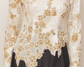 Size Small Vintage Pearl Sequin Long Sleeve Floral Designer Top