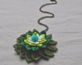 Chrysanthemum Fabric Flower Necklace - (Ready to Ship)