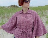 Meerwiibli Ecliptic Red White and Black Silk Cape Jacket - S M L in stock and ready to ship
