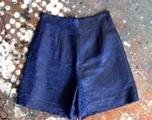 RESERVED for ling / / / / / / Vintage 1980s royal blue brocade hot pant shorts