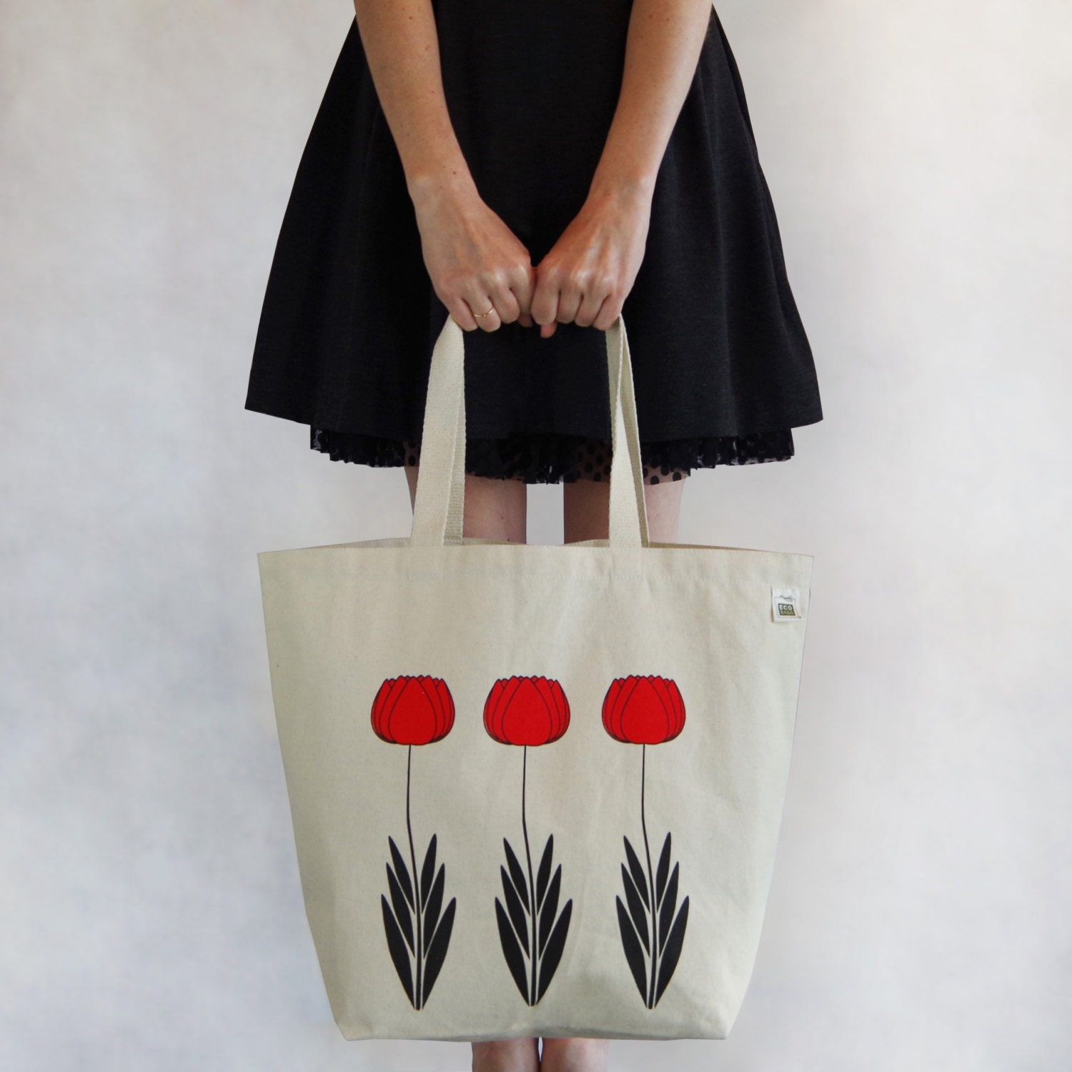 Red Tulips Recycled Cotton Tote