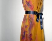 Silk Dress Hand Painted Wrap Party Bridesmaid Formal Prom Summer  Elegant Custom Any Color Butterfly Hem
