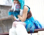 AniMal COSTUME - 5 piece YOU choose colors & design -- fluffies furry cosplay Handmade spirit animal hood hat leg warmers skirt Adult unisex