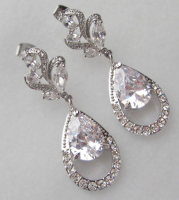 Stunning Rhinestone Chandelier Earrings, Swarovski Crystal Bridal Earrings, Rhinestone Earrings, Vintage Style - ANASTASIA