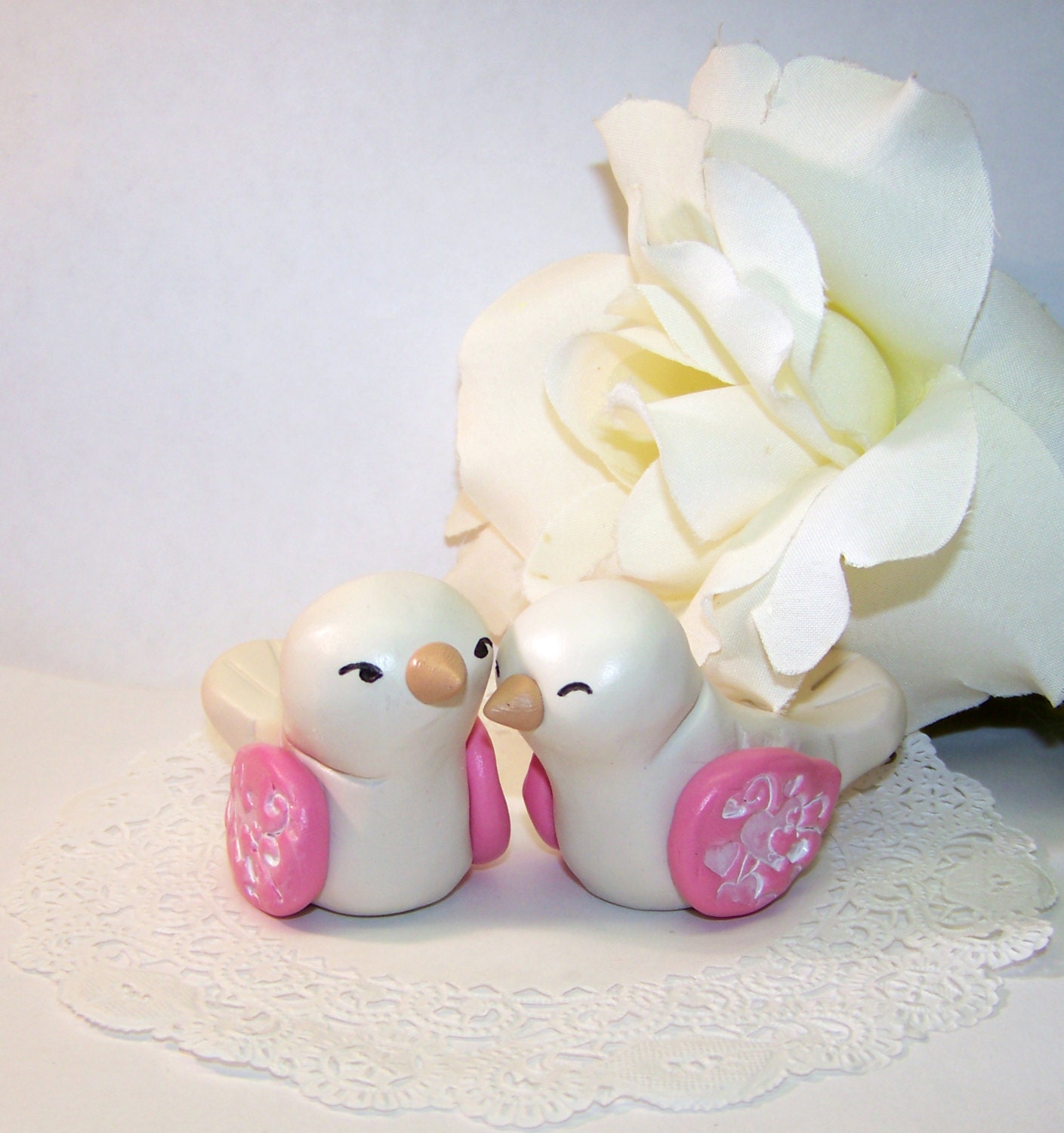 Bird Wedding Cake Topper - LoveBirds - Heart Wings - Romantic Wedding Home Decor - Colors of Choice