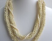 Not only for the Bride Chrocet Linen Tubes with light ivory river pearls - Womens Natural Necklace