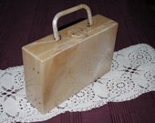 Vintage 1960's Beige Marbleized Lucite Box Purse