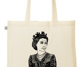 Illustrated Pearly queen of Westminster hand printed tote bag