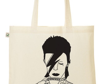 illustrated David Bowie Tote bag hand printed