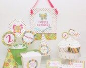 Butterfly Party Package - Butterfly Birthday Party Decorations - Butterfly Party Printables - Butterfly Banner - Cupcake Toppers