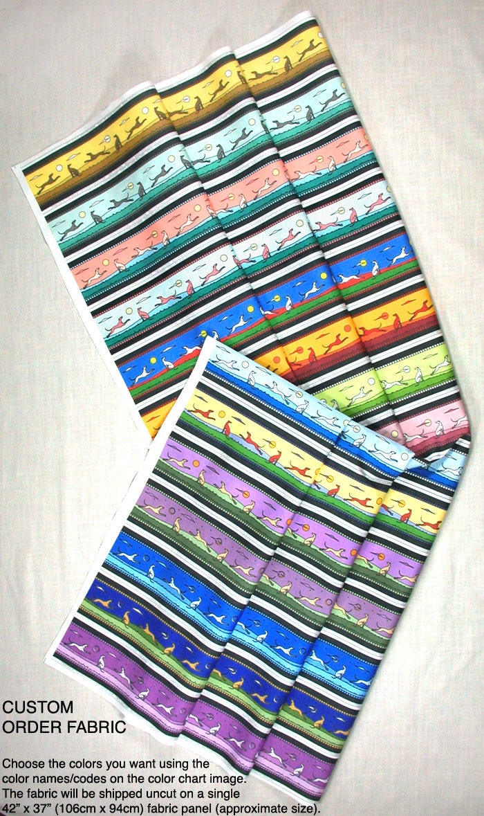 Greyhound  Whippet Fabric Trim material, 15 Your Choice - will custom print - 1910 style sighthound