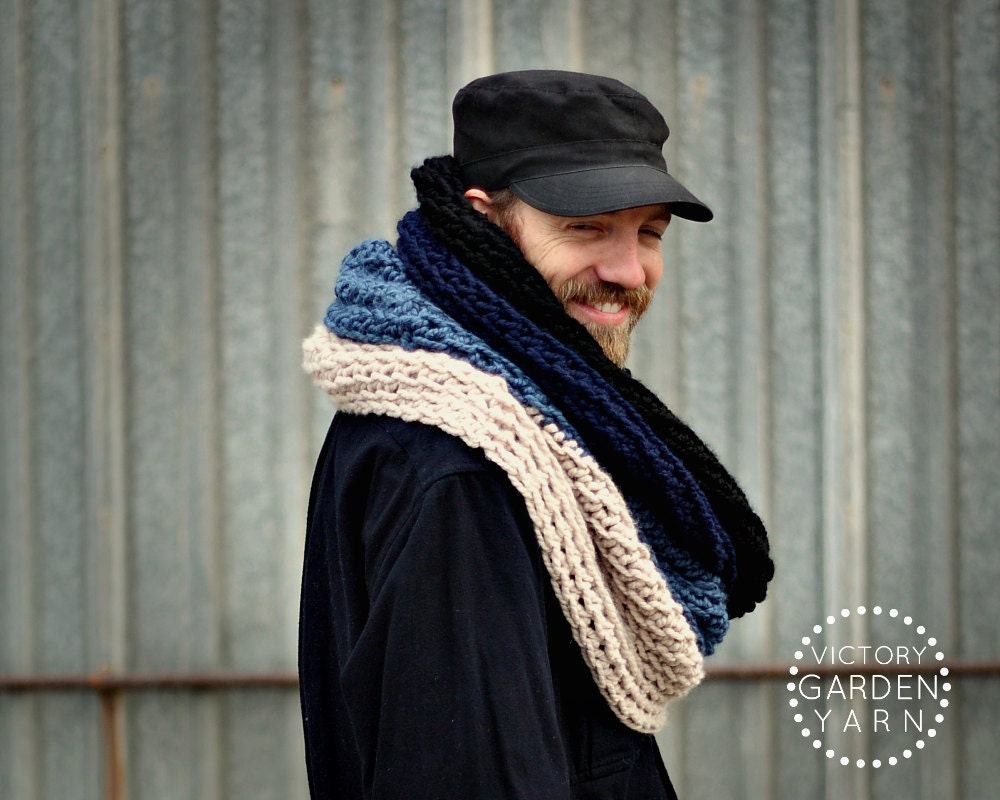 Ombré Cowl Scarf in Indigo