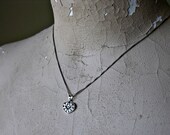 Sterling Silver Heart Necklace Channel Set Faux Diamonds 18" Box Chain Vintage Sweetheart Jewelry