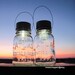 Antique Wavy Jar Lamps 2 Clear Solar Atlas Mason Jar Lanterns, Upcycled Outdoor Vintage Garden Jar Lights, Atlas Strong Shoulder Mason Jars