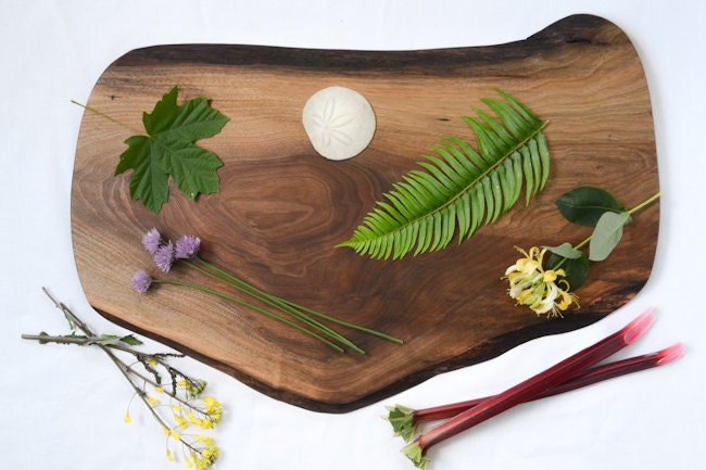 Large, Natural Edge Salvaged Black Walnut Wood Serving Board 875, Ready to Ship