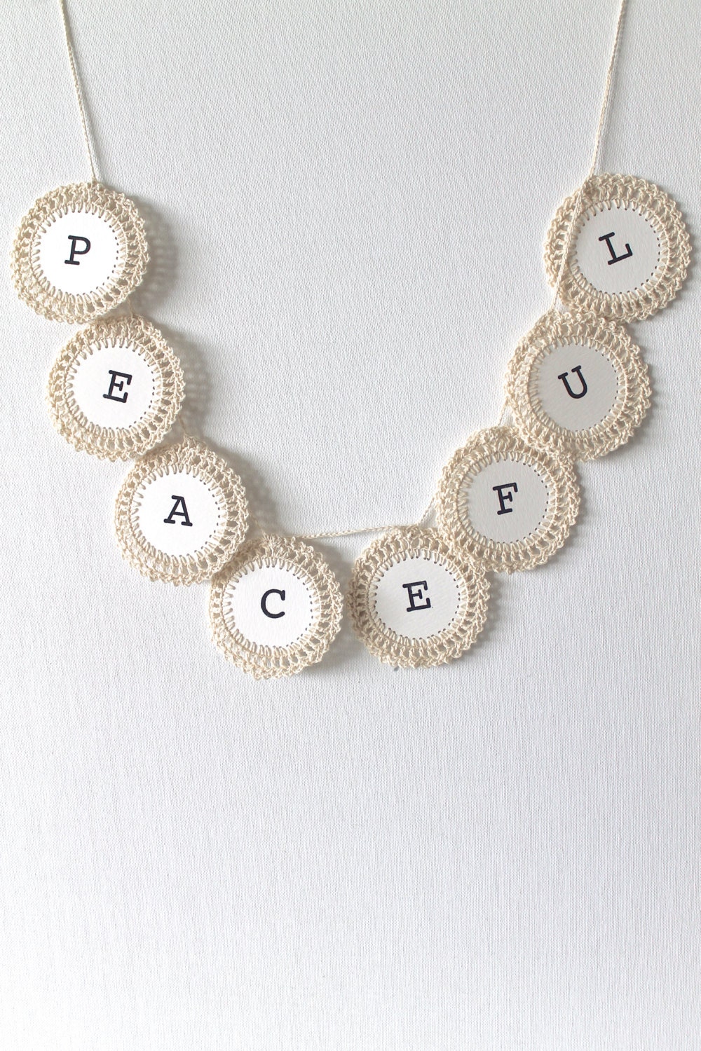 Garland PEACEFUL Crochet Banner Home Decorating Wall Decor