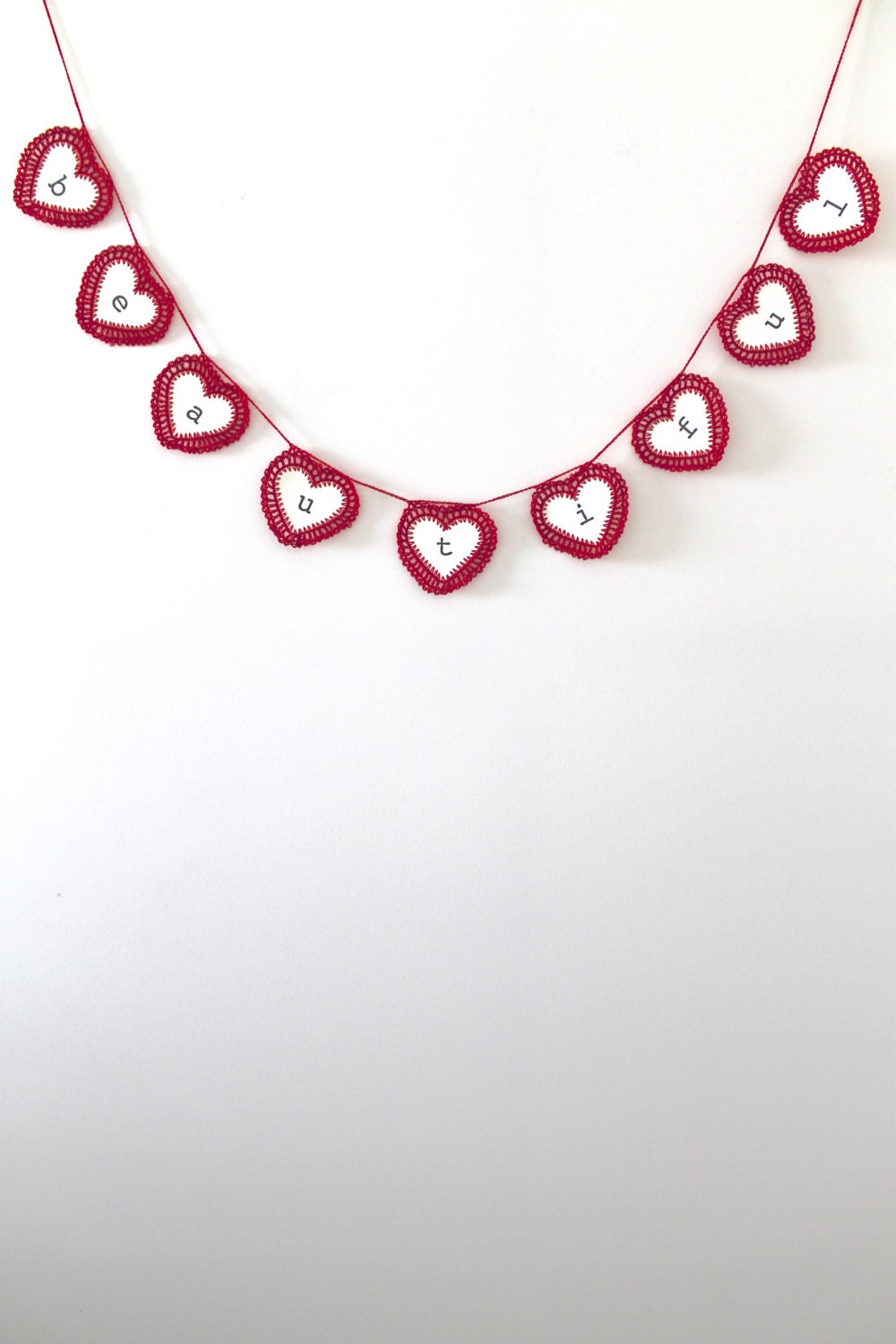 Garland BEAUTIFUL Crochet Banner Red Home Decorating Wall Decor