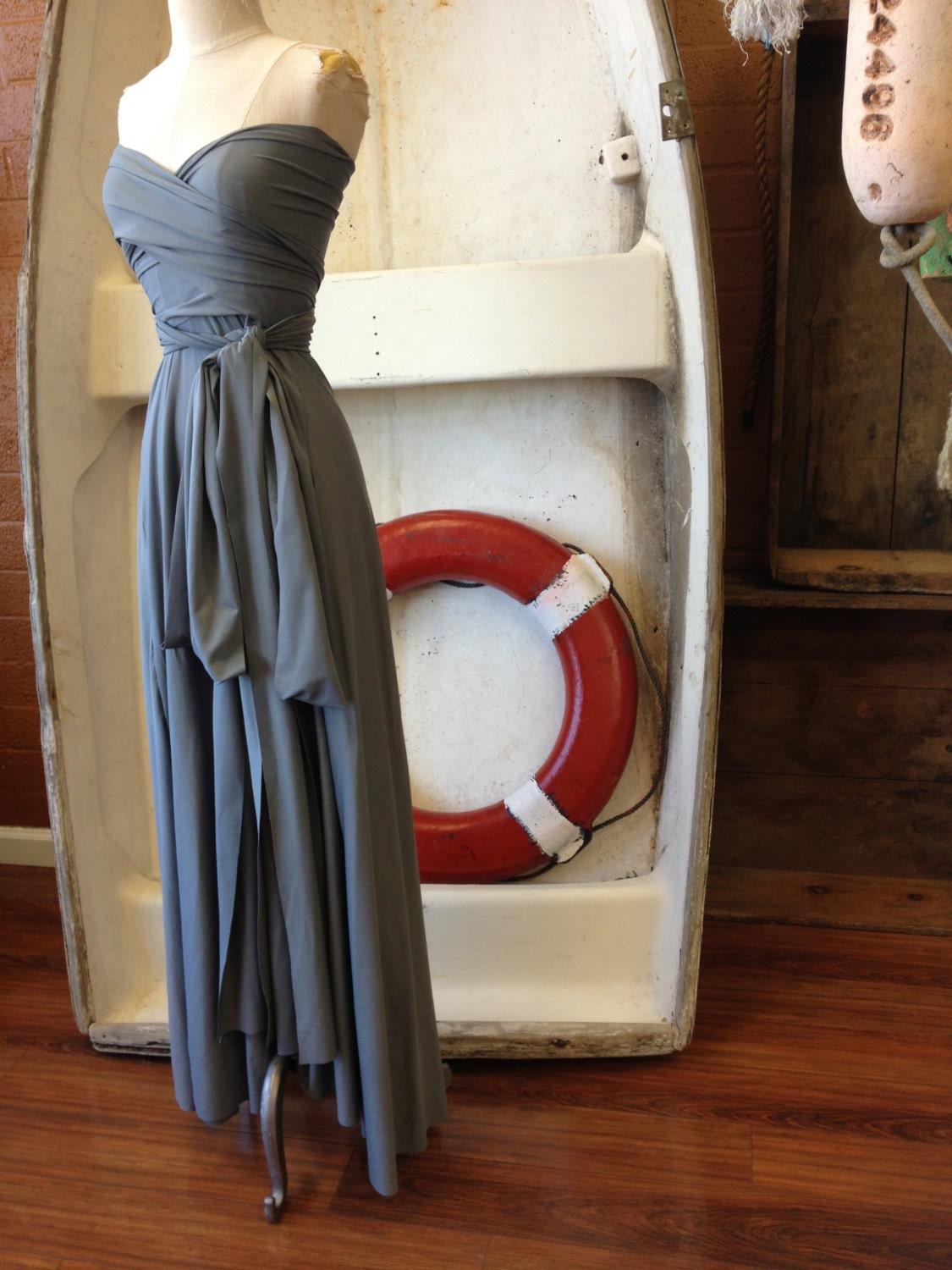 Oyster Bay Grey Octopus Maxi Infinity Wrap Dress