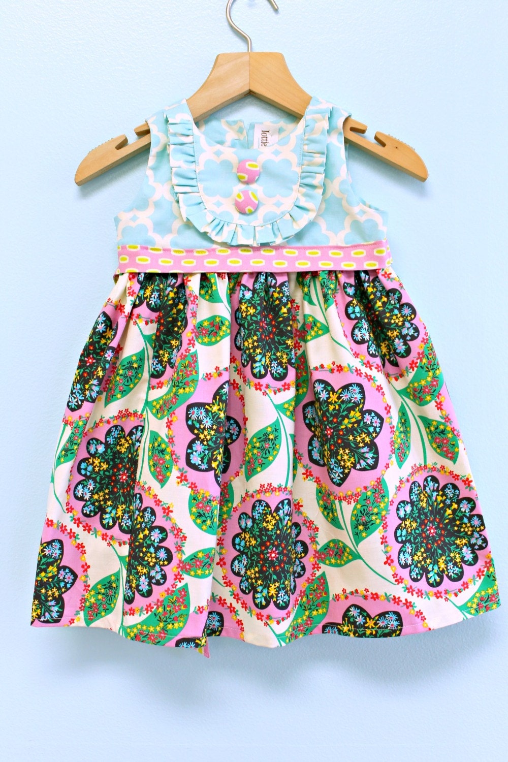 Girls Summer Dress :  "Playful Picnic" dress  READY TO SHIP